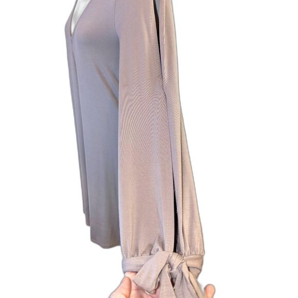 NWT Lulus | Deep V Shift Dress Glory Of Love in Mocha Mousse Taupe | Size Small - Picture 3 of 13